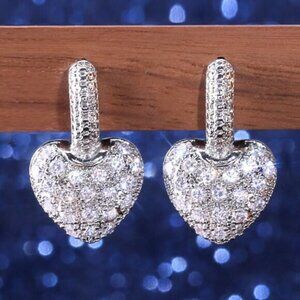 💎925 Silver Plated Korean Brand Designer Heart Earrings, MLNN1146